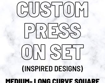 Curve Press On Nails Medium Long, Custom Curve Nails, Inspired Nail Sets, Handmade Press Ons, Bling Nails, Freestyle Nails