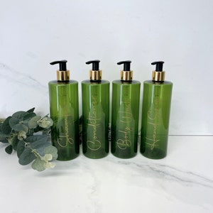 Personalisierte lichtdurchlässige grüne röhrenförmige 500ml Plastikflasche mit Pumpe / wiederverwendbar, nachfüllbar / Badezimmer, Shampoo, Conditioner, Körperwäsche usw