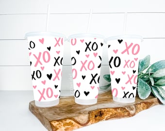 XOXO Design Starbucks Style 24oz 710ml Cold Cup with Straw & Lid / Tumbler  / Reusable / Refillable / Drink / Choice of Cup/Lid / Gift