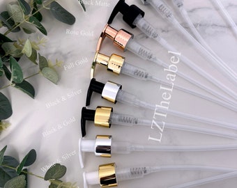 Replacement 24MM Pumps for Refillable Plastic Pump Bottles // Square, Tubular, 250ml, 500ml // Bamboo, Gold, Silver, Black, White