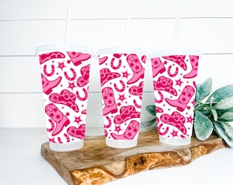 Cowgirl / Western Starbucks Style 24oz 710ml Cold Cup with Straw & Lid / Tumbler / Reusable / Refillable / Drink / Choice of Cup/Lid / Gift