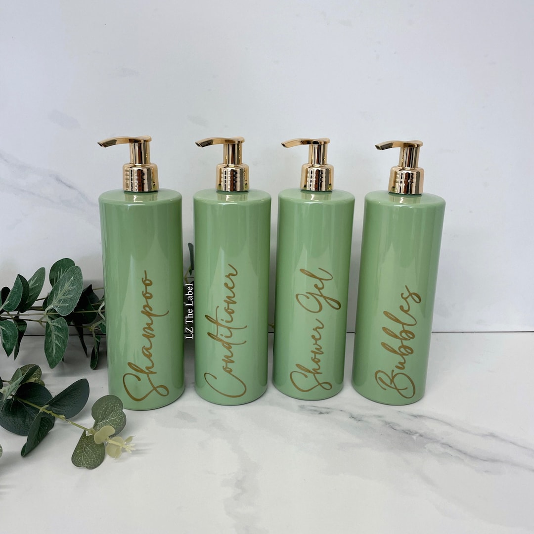 Personalised Sage Green 500ml Plastic Bottle With Choice of Pump / Reusable, Refillable ...