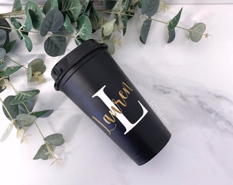 Personalised Black 16oz 470ml Starbucks Style Coffee Cup with Lid / Reusable / Refillable / Hot Cup / Travel Mug /  Gift for her / Hen Party