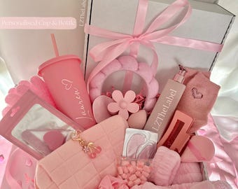 Gepersonaliseerde roze cadeauverpakking // Verjaardagscadeau meisjes, spa-traktatie, zelfverzorgingscadeau // Cadeau voor haar // Vrienden // Valentines Galentines