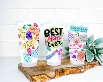Mam / Mum Affirmations Starbucks Style 24oz 710ml Cold Cup with Straw & Lid / Tumbler / Reusable / Refillable / Drink / Mother’s Day Gift