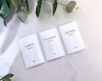 Waterproof White Bathroom Plastic Pump Bottle Labels / Square 7cm x 4.5cm / 500ml / Shampoo, Conditioner, Body Wash / Minimalist / Decor