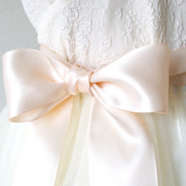 Light Blush Pink Bridal Sash - Soft Pink Wedding Belt - Bridesmaid Sash - Flower Girl Sash - Custom Satin Ribbon Belt