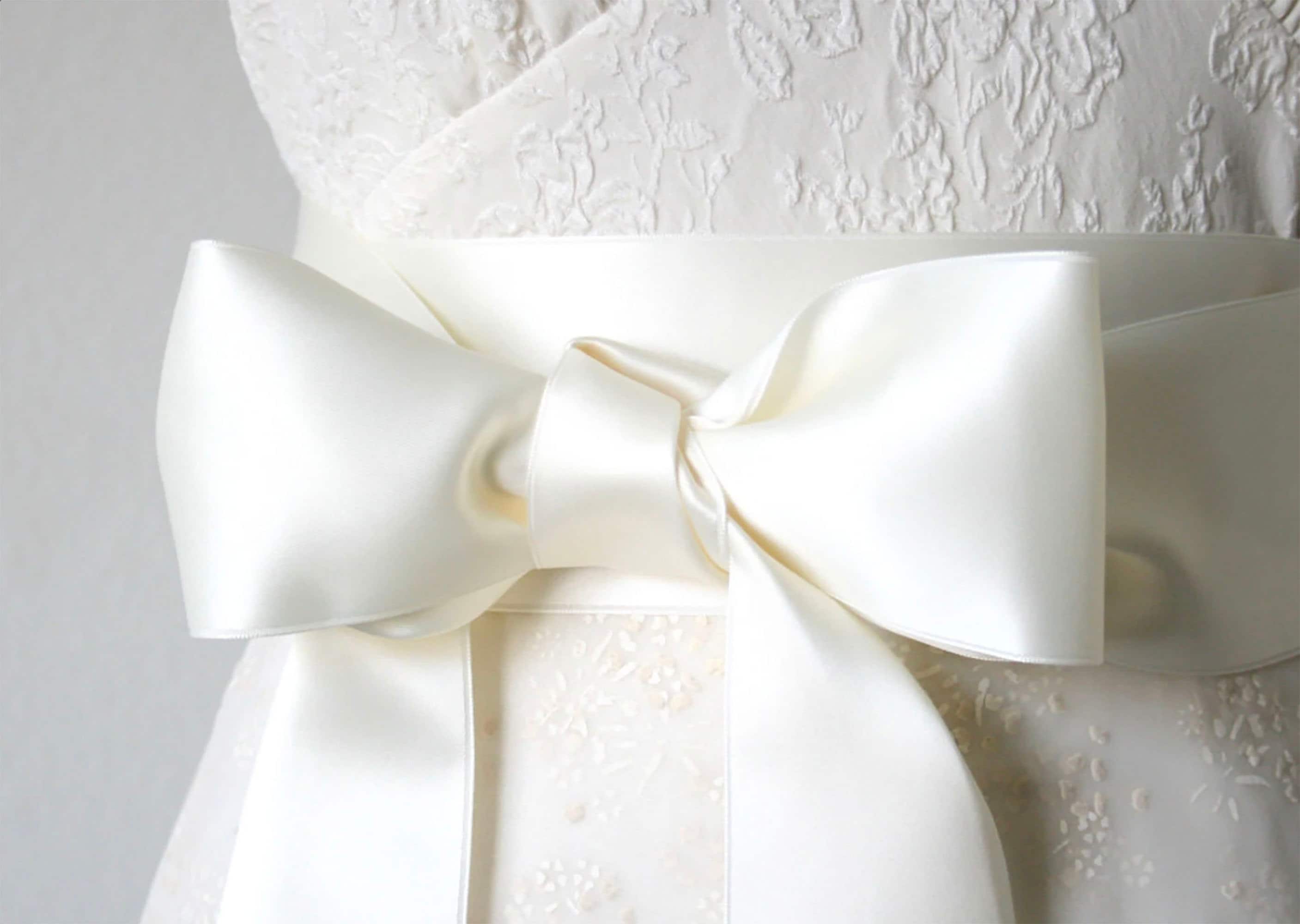 Ivory Satin Ribbon Wedding Ribbons off White, Ivory, Cream Double