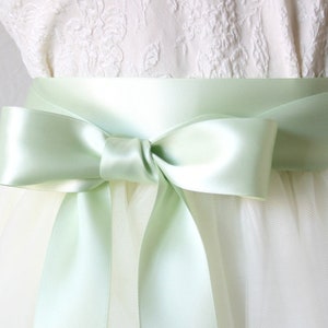 Mint Green Wedding Sash - Light Green Sash - Sea Foam Green - Satin Ribbon Belt - Green Bridal Sash - Bridesmaid Sash - Flower Girl
