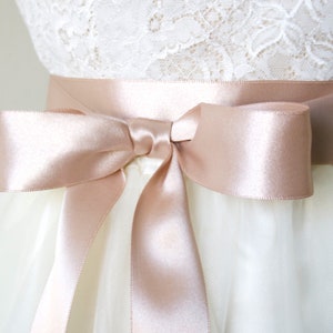 Rose Gold Wedding Sash: Double Faced Satin Ribbon Bridal Belt