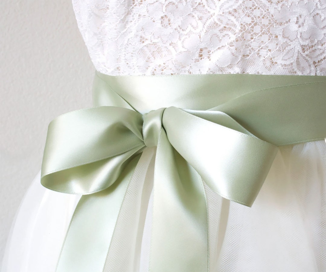 Sage Green Satin Wedding Sash: Bridal Bridesmaid Ribbon Belt