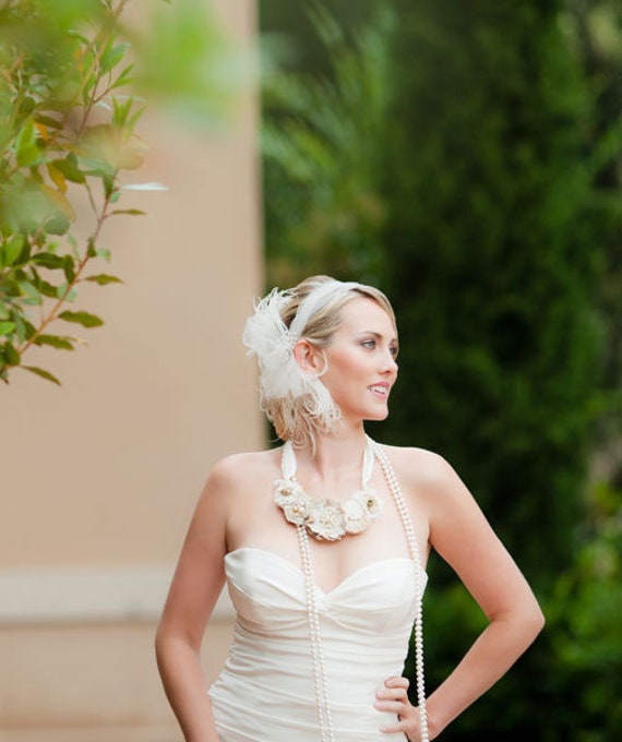 Bride Necklace Fabric Flower Necklace Statement Necklace Wedding