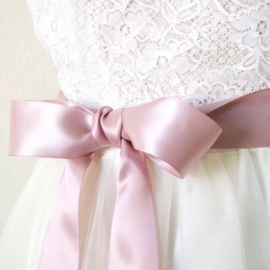 Pink Mauve Wedding Sash: Satin Ribbon Bridal Belt