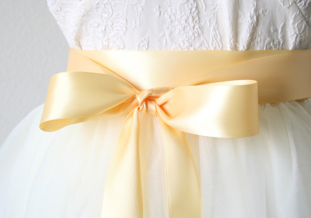 Light Yellow Satin Ribbon Sash: Wedding, Bridesmaid, Flower Girl Dress Belt Light Yellow Satin Ribbon Sash: Wedding, Bridesmaid, Flower Girl Dress Belt