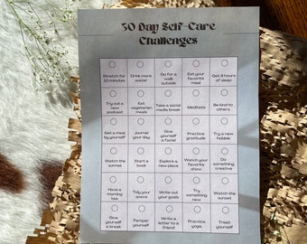 30-day self-care challenge digital download | Self-care checklist | Daily self-care exercises