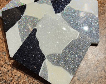 Gecraqueleerde Glitter Resin Onderzetter Set