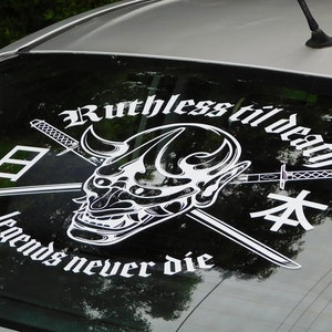 Ruthless Til Death Windshield Rear Window Decal Car Sticker Banner JDM Vinyl Graphics Stance Kanji KDM