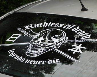 Ruthless Til Death Windshield Rear Window Decal Car Sticker Banner JDM Vinyl Graphics Stance Kanji KDM