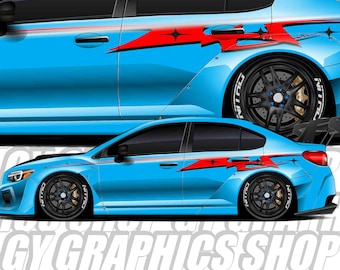 MASUWA- Livery Left and Right Sides Custom Racing decals drift racing Decal Car Sticker Banner JDM Vinyl Graphics Stance Kanji KDM Pinstripe