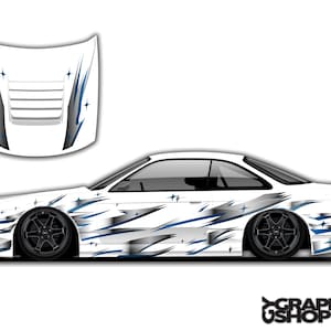 Senshi Livery+ Hood Left and Right Sides Custom Racing decals drift racing Decal Car Sticker Banner JDM Vinyl Graphics Stance Kanji KDM
