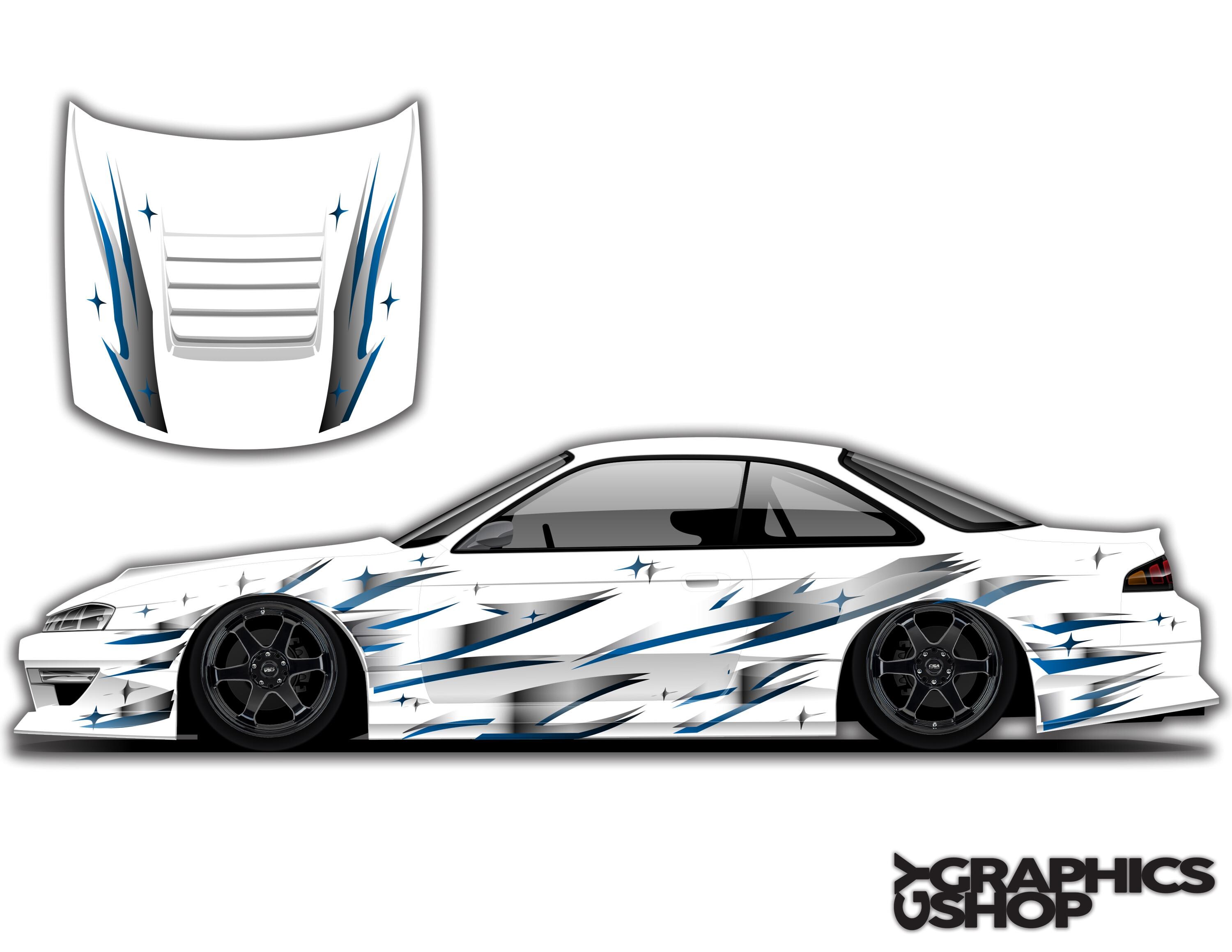 Décalcomanies JDM Drift Tuning 54 Blanc – Échelle 1/24, 128x60mm, Pour Modélisme