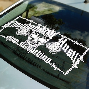 Kingdom Of Hustle Wire Windshield Rear Window Decal Car Sticker Banner JDM Vinyl Graphics Stance Kanji KDM