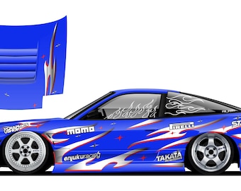 Muzukashi- Livery Left and Right Sides Custom Racing decals drift racing Decal Car Sticker Banner JDM Vinyl Graphics Stance Kanji KDM