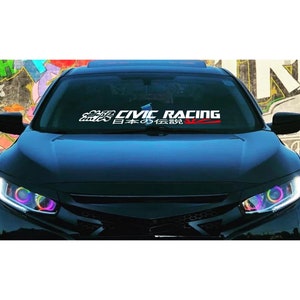 Racing Kanji Windshield Decal Car Sticker Banner JDM Vinyl Graphics Stance Fit/For Honda Civic Cars Si Ek