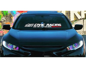 Racing Kanji Windshield Decal Car Sticker Banner JDM Vinyl Graphics Stance Fit/For Honda Civic Cars Si Ek