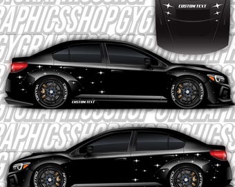 4 Point Stars Livery Hood Custom Racing Decals Drift Racing Door Banner JDM Side