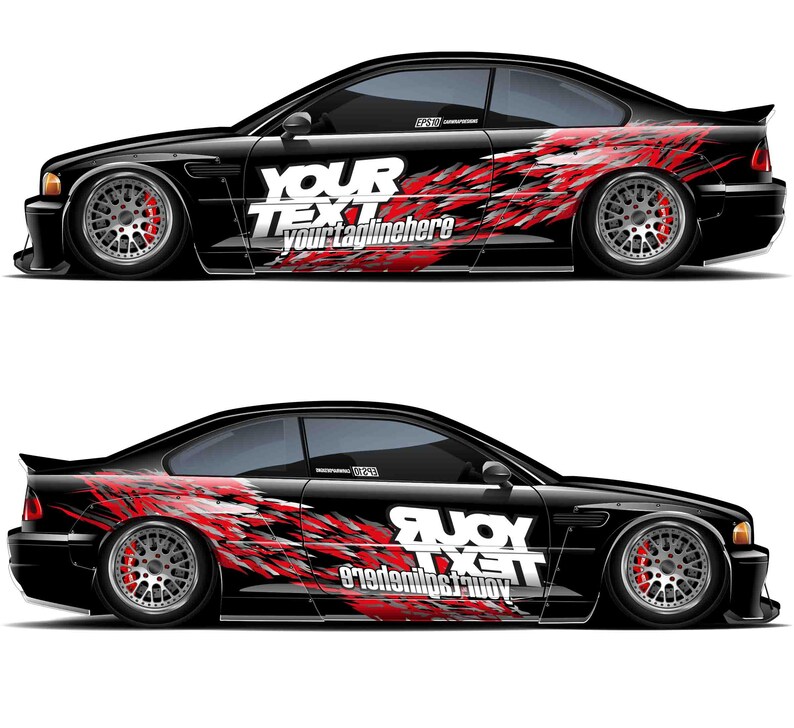 Car Racing Tagline Blade of Fire Livery Left and Right Sides Custom Racing Decals Drift ...