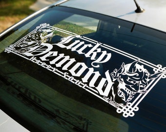 Lucky Demond V1 Windshield Rear Window Decal Car Sticker Banner JDM Vinyl Graphics Stance Kanji KDM