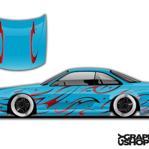 RAKUGAKI V2 Livery Left and Right Sides Custom Racing decals drift racing Decal Car Sticker Banner JDM Vinyl Graphics Stance Kanji KDM