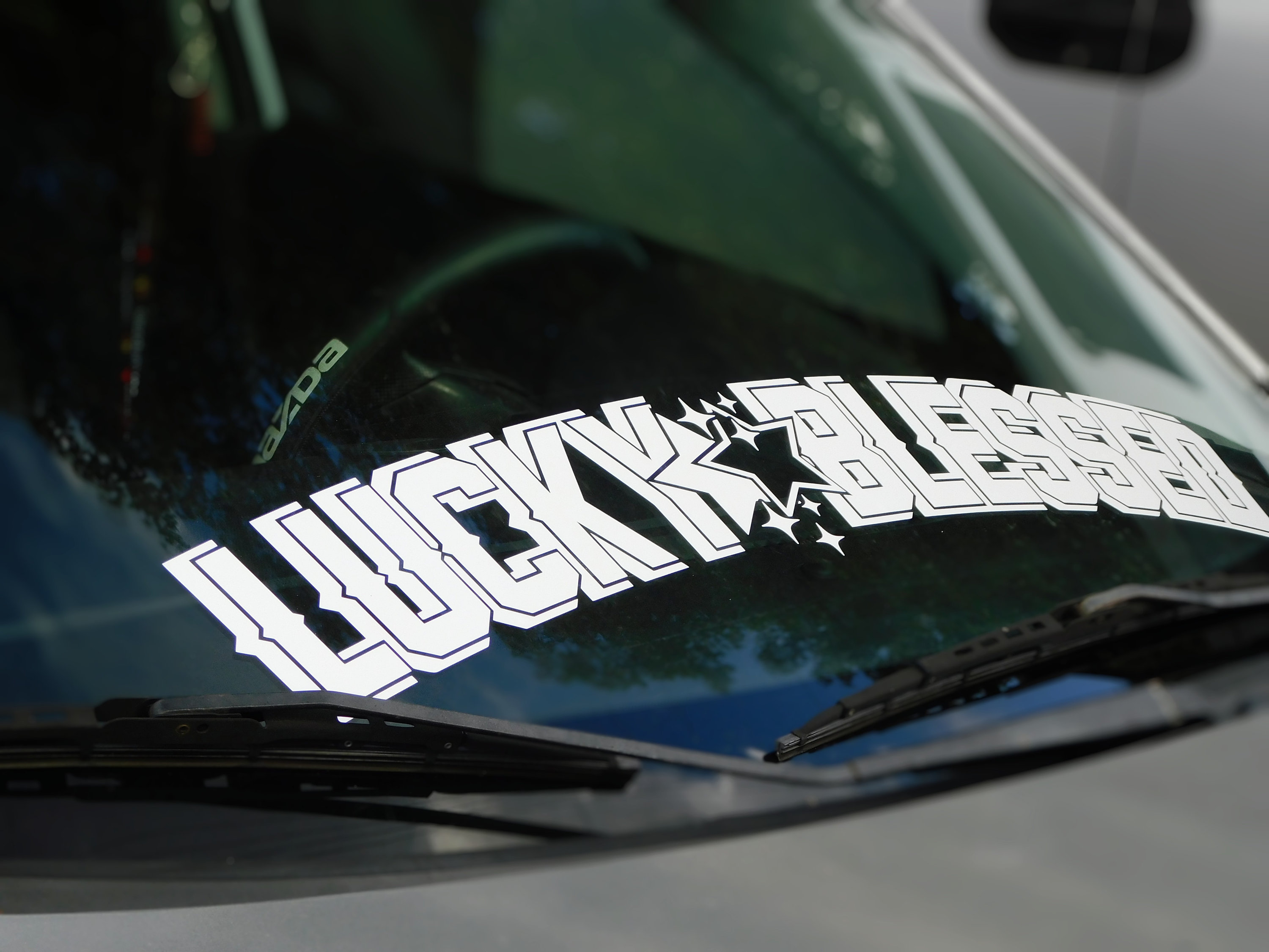 Lucky Blessed V2 Windshield Rear Window Decal Car Sticker Banner JDM Vinyl Graphics Stance Kanji KDM Stance