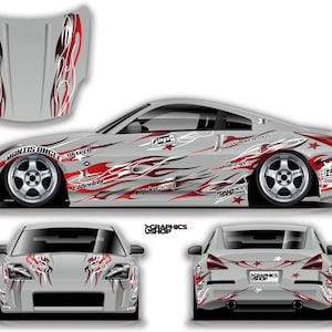 Urusai- Livery Left and Right Sides Custom Racing decals drift racing Decal Car Sticker Banner JDM Vinyl Graphics Stance Kanji KDM