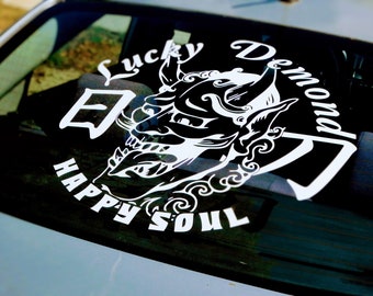 Lucky Demond V2 Windshield Rear Window Decal Car Sticker Banner JDM Vinyl Graphics Stance Kanji KDM
