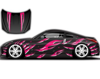 ENJOU- Livery Left and Right Sides Custom Racing decals drift racing Decal Car Sticker Banner JDM Vinyl Graphics Stance Kanji KDM