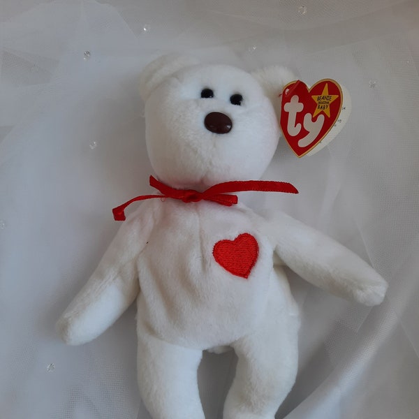 Ty Beanie Original Baby, Original Spelled Wrong, Valentino Bear, Plush, Valentine's Day, Tag Errors, 1993 Tag, NWT