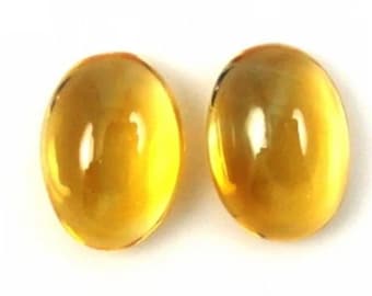 Genuine Natural Golden Yellow Citrine AAA Oval Cabochon Loose Gemstones, Matching Pair, Good Quality Handmade Jewelry Making Loose Gemstone