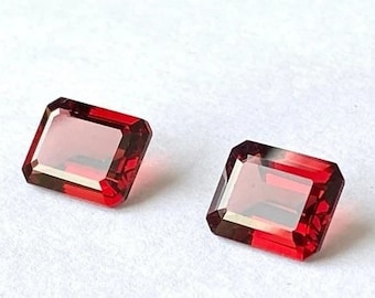 2 Pieces AAA+ 7X5mm, 8x6mm, 9x7mm Octagon Shape Natural Faceted Cut Mozambique Red Garnet, Red Garnet Loose Gemstone, Wholesale Lot Gemstone