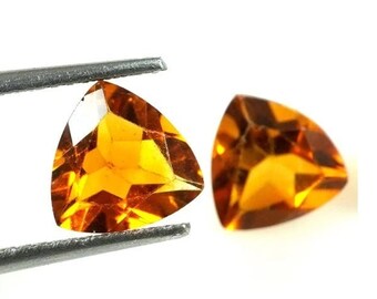 Citrine Loose Gemstone - Two Trillion Cut Citrine - Whisky Yellow Color - Loose Stones - Disney - Matching Pair - Gemstone November Birthday