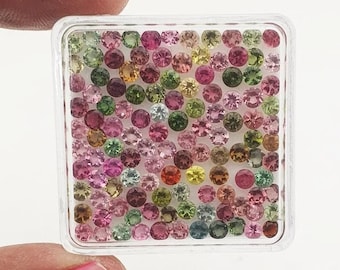 Natural Tourmaline Round Faceted Cut Loose Gemstone Lot 100 Pcs 3 MM ~ Natural multi tourmaline gemstone ~Round cut loose multi tourmaline