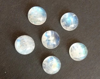 6MM Moonstone Cabochon Round, AAA Quality Moonstone Cabochon- Round shape loose Cabochon stone, Blue Fire Rainbow Moon Cabochon Gemstone Lot