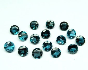 AAA+ London Blue Topaz 3mm-10mm Loose Round Smooth Faceted Cut | Genuine Fine London Blue Topaz Precious Gemstone, Wholesale Lot Price Gems