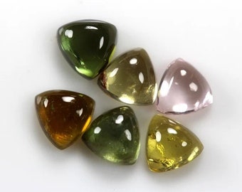 Natural Multi Tourmaline - Tourmaline Cabochon. Trillion Shape. 100 Piece Lot. Calibrated Loose Gemstone.Pink Green Mix Tourmaline Lot Gems
