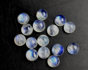 Natural Fire Rainbow Moonstone 5mm Round Shape Cabochon Flat Back AAA Quality Calibrated Loose Gemstones, Gemstone Lot For Jewelry Making,