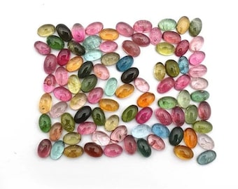 Natural Multi Tourmaline Oval Cabochon Loose Gemstone Lot 73 Pcs 3*5 MM 20 CT~ Natural Multi Tourmaline Gemstone~ Multi Tourmaline Cabochon