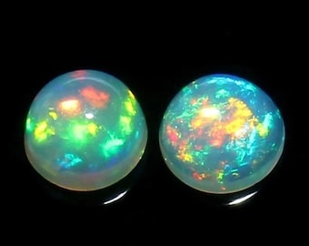 Natural Ethiopian Opal Round Shape Brilliant Cabochon, Opal Loose Gemstone For Jewelry Making, White Welo Fire Opal Calibrated Size 9X9 mm