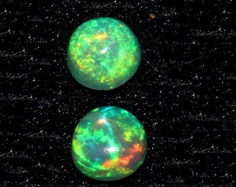 6 MM Natural Ethiopian Fire Opal Round Cabochon, Welo Fire Opal Gemstone, Opal Cabochon, Gemstone Cabochon, Round Shape 2 Pair Opal Gemstone