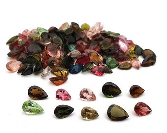 AAA Multi-Color Tourmaline pear cut faceted 100% Natural 4X6MM Multicolor Tourmaline pear cut faceted loose gemstone,Lot Tourmaline Gemstone